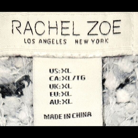 RACHEL & ZOE Womens open front cozy black & white popcorn knit cardigan XL - Picture 8 of 11